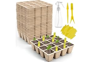 SYITCUN 320 Cells Seed Starter Tray, 20 Pack Seed Starter Kit for Planting Seeds, Biodegradable Peat Pots, Value Germination Kit with 200 Plant Labels, 2 Transplanting Tools, 1 Spray Bottle