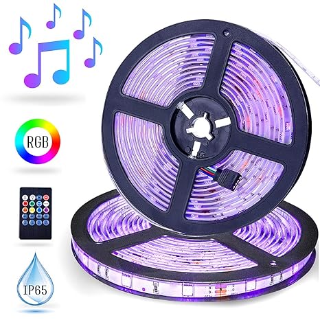 Led Strip Lights Music Sync Eseye 32 8ft Ip65 Waterproof Flexible Self Adhesive Sound Activated Rgb 300 Led Tape Light Neon Mood Lights Strip Kit For