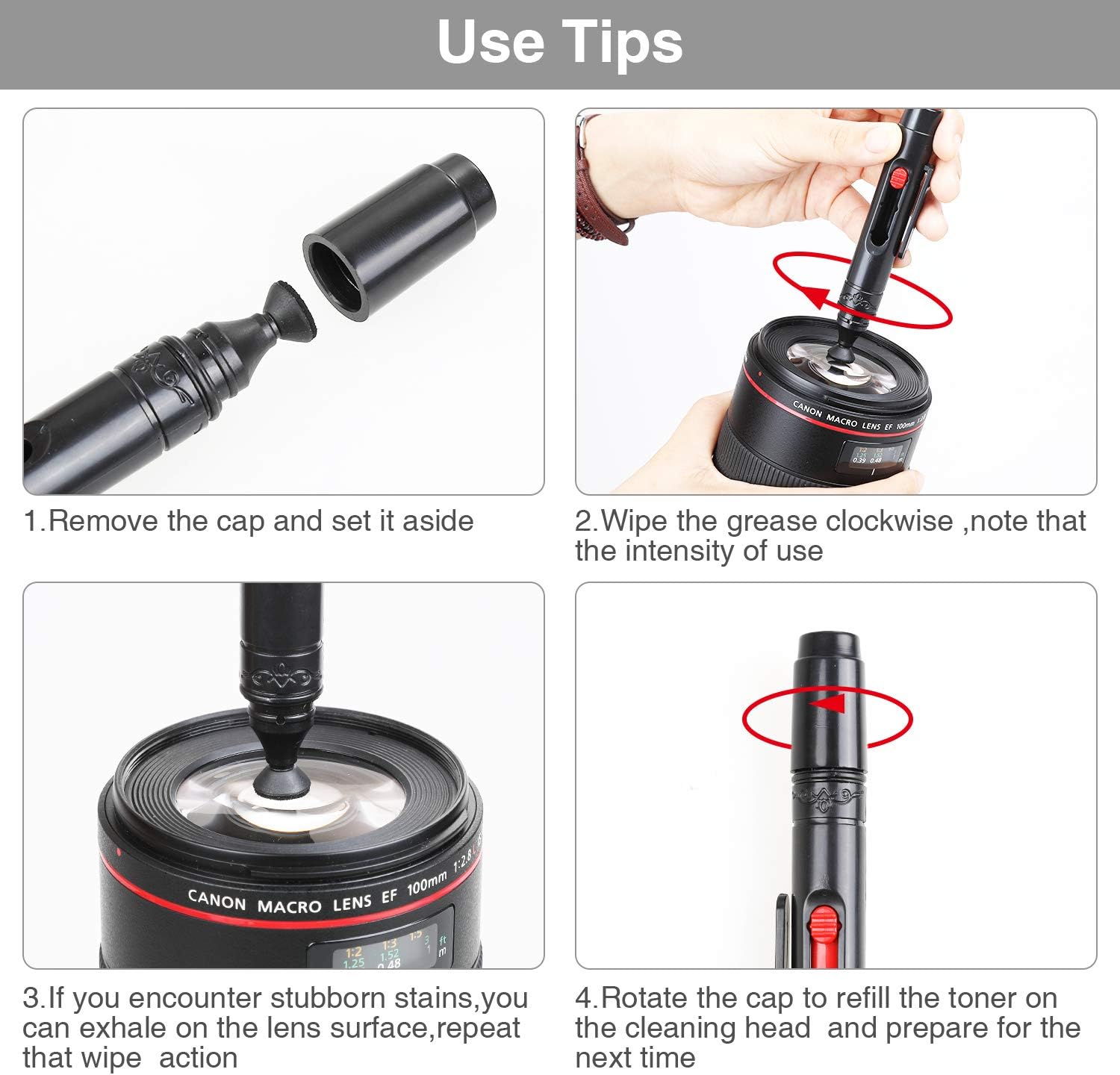 17-in-1 Camera Cleaning Kit for DSLR Cameras with Air Blower, Cleaning Pen, Detergent, Cleaning Cloth, Lens Brush, Carry Case - Image 5
