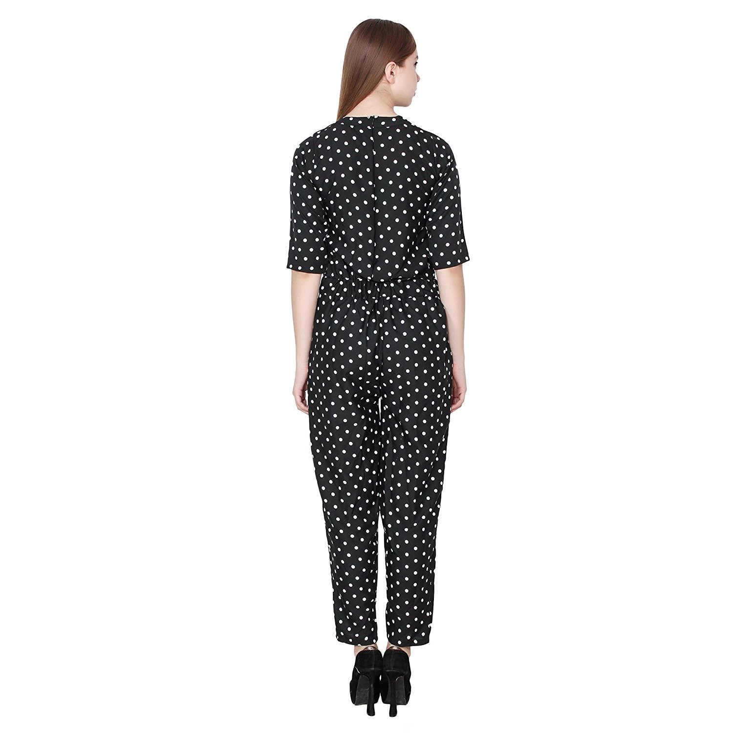my swag women's polka dot crepe jumpsuit