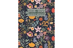 Agenda Mensuel 2026-2030: Planificateur Organisateur de Cinq Ans de Janvier 2026 a Décembre 2030 - 1 Mois Sur 2 Pages || 60 M