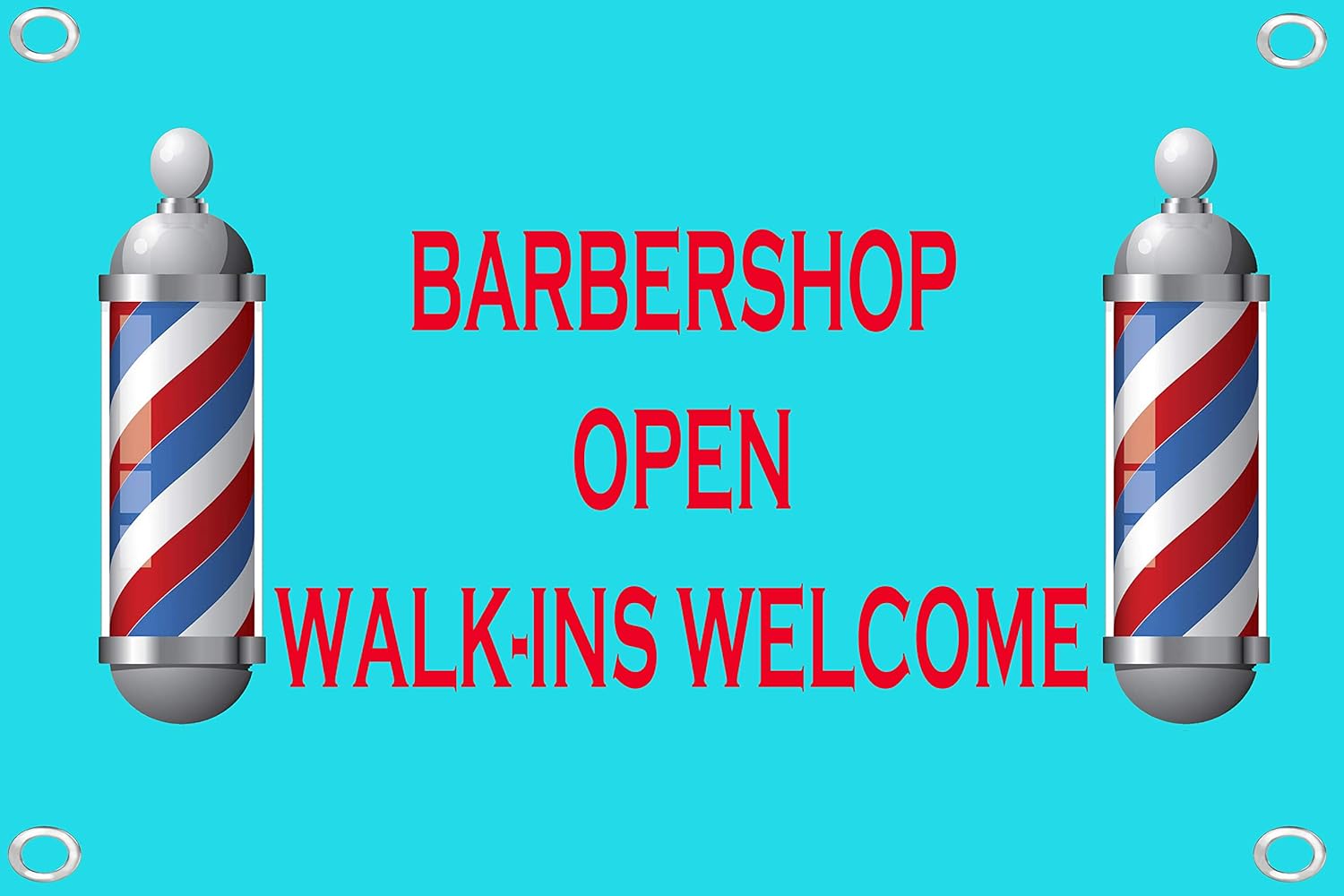 Amazon Com Barber Shop Business Banner Outdoors Sign Open Blue