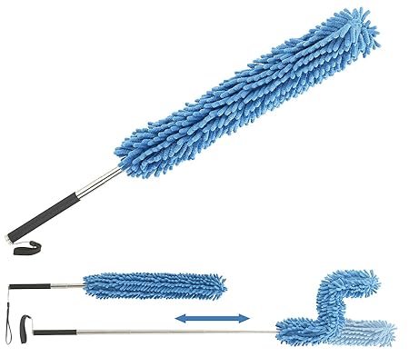 Sichler Haushaltsgeräte Staubwedel ausziehbar: Formbarer Mikrofaser-Staubwedel mit Teleskop-Griff, bis 135 cm (Staub-Bürsten)