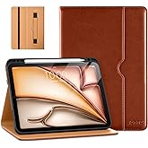 DTTO for iPad Air 11-inch Case M3/M2 (2025/2024), iPad Air 5th / 4th Generation (2022/2020), Premium Leather Business Folio Stand Cover with Pencil Holder - Auto Sleep/Wake, Brown