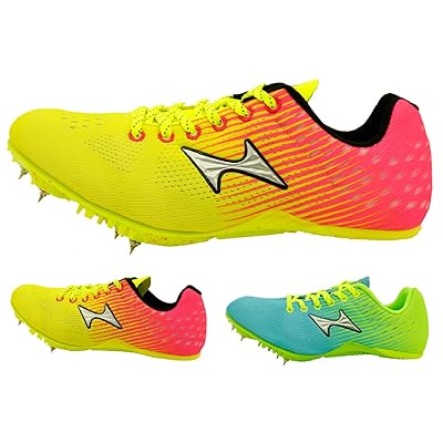 Buy Health Mens Womens Track Spike Running Sprint Shoes Mesh Breathable Track And Field Spikes Professional Athletic Shoes 135 Lemon Azure Online In Lebanon B07sq8jrjl