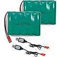 GLESOURCE 2 Pack 6V 1000mAh AA Battery Pack with JST Plug and 2 PCS USB Charger Cable for New Huina 540 Dump 520 RC Bulldozer and 510 Excavator 540 Battery