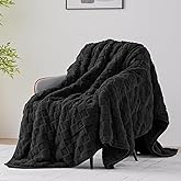 Uttermara Weighted Blankets for Adults Queen Size, 15lbs 60x80 inches Blanket with Soft Warm Plush Jacquard Sherpa, Washable Thick Heavy Throw for Sleep, Anxiety and Calming, Black