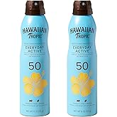 Hawaiian Tropic Everyday Active Spray Sunscreen SPF 50 | Body Sunscreen Spray SPF 50, Sunblock, Oxybenzone Free, 6oz each Twin Pack