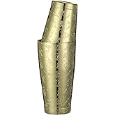 Weighted Boston Shaker Cocktail Shaker Etched with Tiki Imagery (Gold Tiki Graphic)