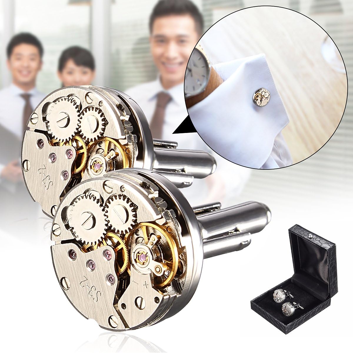 Kol Düğmeleri, Baban Deluxe Steampunk Erkek Kol Düğmeleri Vintage Saat Hareket Şekli Kol Düğmeleri Erkekler için Hediye/Babalar Günü/Sevgililer/Arkadaşlar/Düğün/Yıldönümleri/Doğum Günleri Şık Bir Kutu ile: Mücevher - Amazon.com