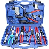 DPTOOL Hose Clamp Pliers Set 15pcs Hose Clamp Removal and Installation Tool Kit for Automotive Coolant Radiator Heater, Water Hose, fuel lines etc, with 2pcs Electrical Disconnect Pliers