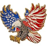 ROSTIVO American Bald Eagle Enamel Pin for Women and Men, Patriotic USA Flag Wings Badge for Independence Day, Veterans Day and Political Rallies