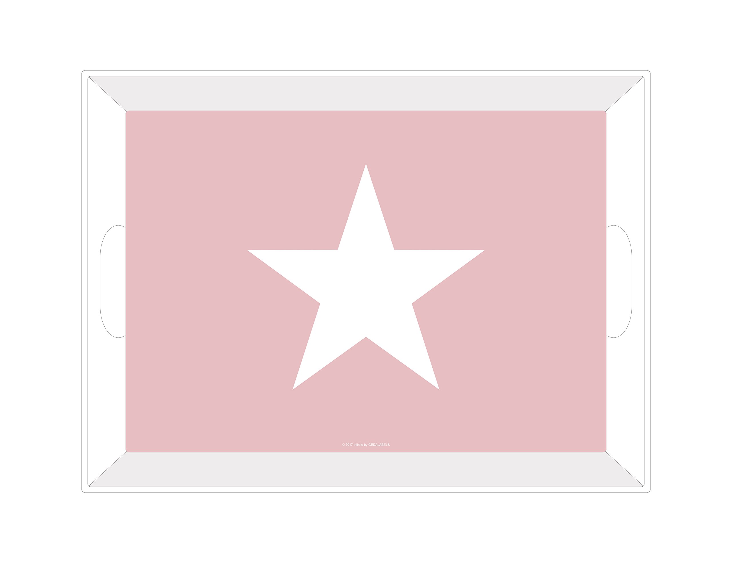 Gedalabels Tray Stars of Melamine in Pink, 37.5 x 29 x 4 cm