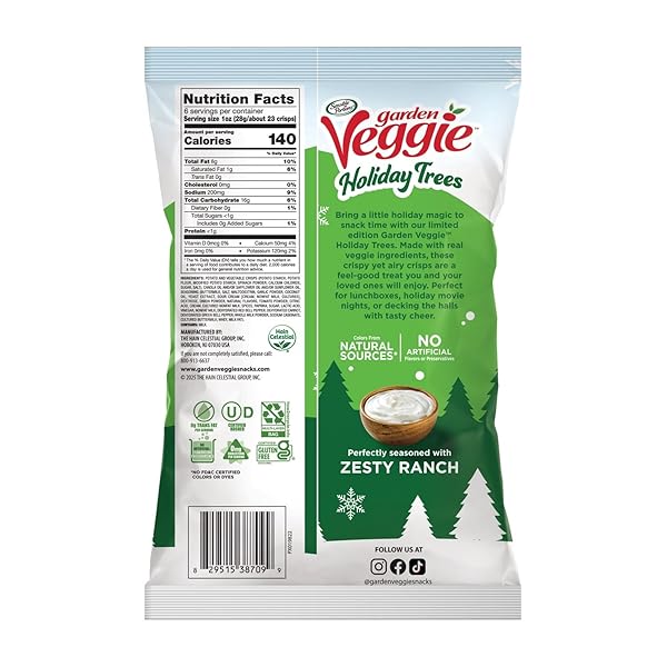 SENSIBLE PORTIONS GARDEN VEGGIE ZESTY RANCH FLAVORED HOLIDAY TREES, 6 OZ