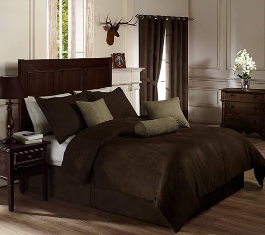 Amazon Com Chezmoi Collection 7 Piece Solid Microsuede Comforter