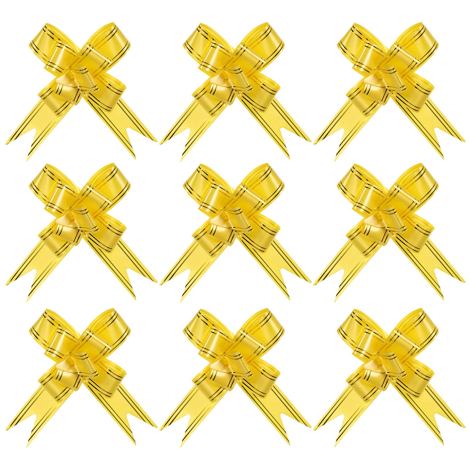 PATIKIL 4" Gift Wrap Bows, 20 Pack Christmas Pull Bow Baskets Present Wrapping Ribbon Bows for Party Ceremony Wedding Decor, Yellow