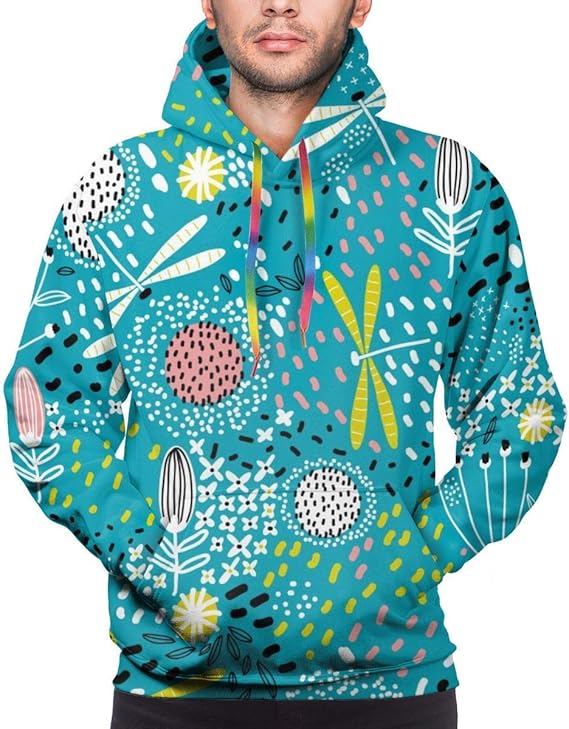 Amazon メンズパーカーメドウフラワー ハーブ トンボ汗スウェットシャツメンズカジュアルパーカーカジュアルトップフード付き トレーナー パーカー 通販