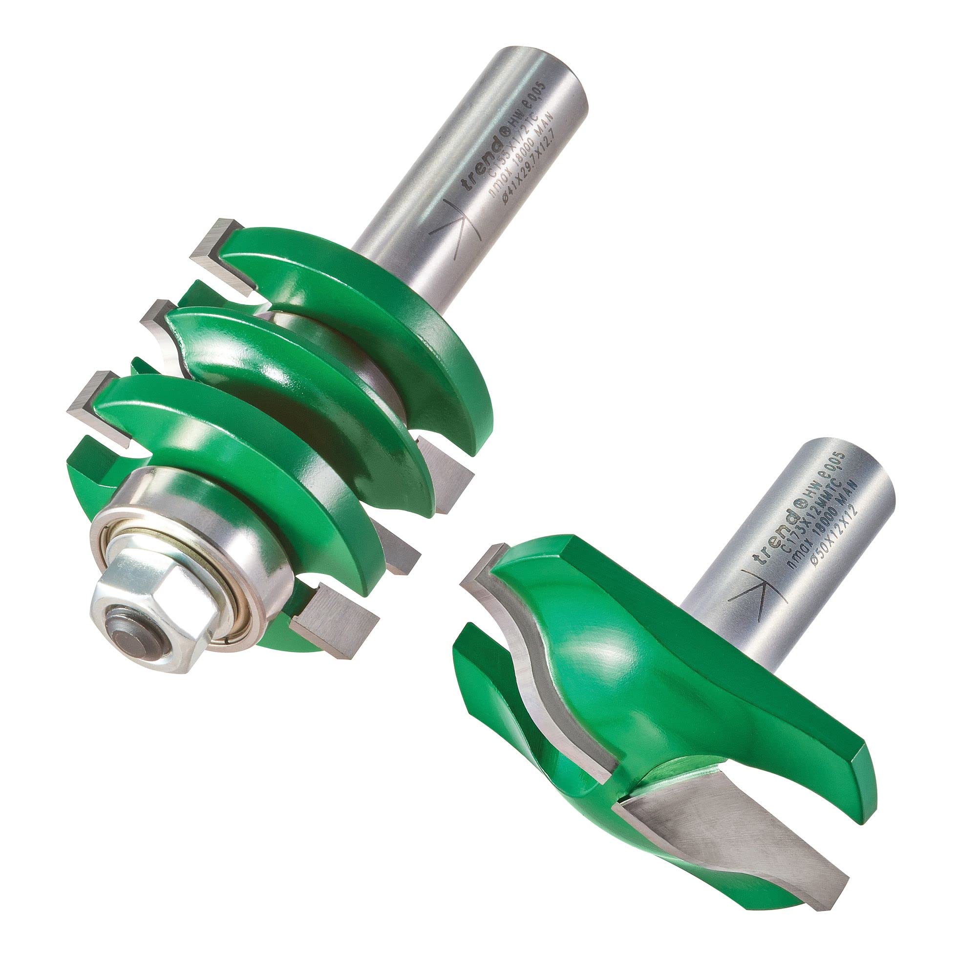 Trend CraftPro Panel Door Router Cutter Set, 1/2 Inch Shank, 41mm Cut Diameter & 17mm Cut Length, Set of 2, Tungsten Carbide Tipped, CR/PDS1X1/2TC