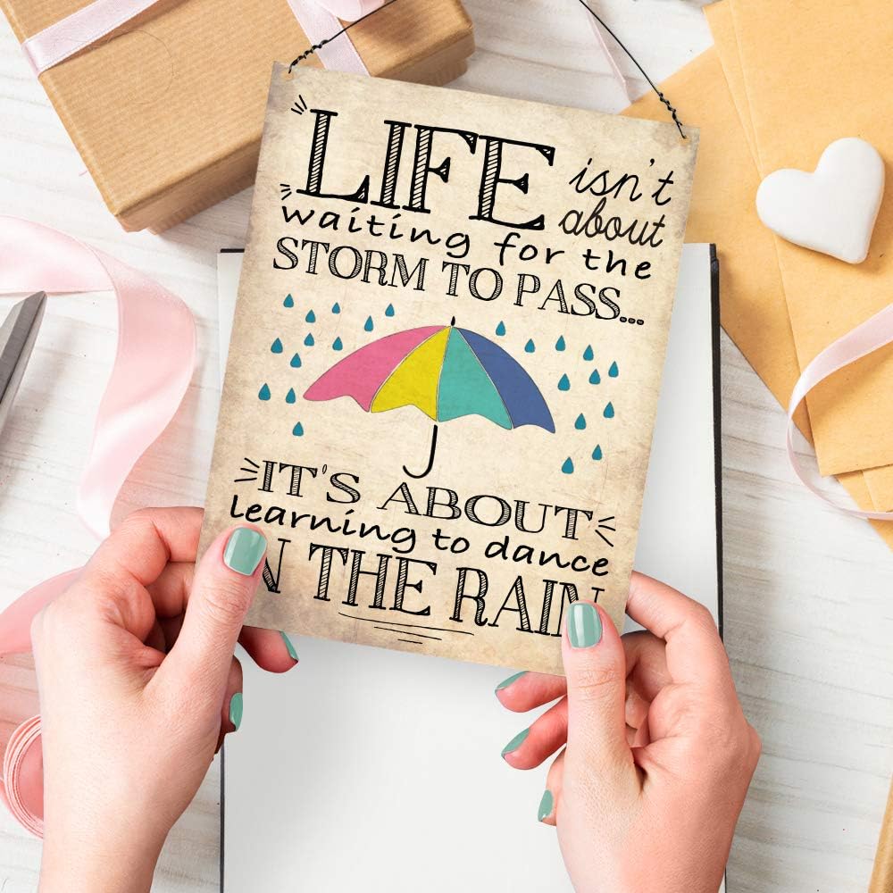 Dorothy Spring Life Isn't About Waiting For The Storm To Pass It's About Learning To Dance In The Rain Wall Quote Plaque Metal Sign Inspirational Gift Size - Image 5