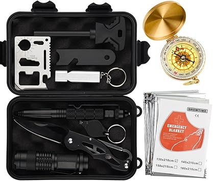 Amazon Kuuqa サバイバルキット サバイバルツールセット 緊急 サバイバルグッズ 11点セット 多機能ツール コンパクト 安全対策 防災用品 Sos屋外生存 応急処置 救急キット 非常事態 キャンプ装備 Kuuqa アウトドア
