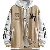 SOLY HUX Men's Varsity Jacket Color Block Letter Graphic Long Sleeve Baseball Jacket Bomber Coat