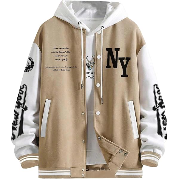 SOLY HUX Men's Plus Size Varsity Jacket Letter Graphic Color Block