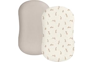 Muslin Baby Lounger Cover 2 Pack, Soft Breathable Newborn Lounger Pillow Cover for Boys Girls Infant (Hopping Bunnies)