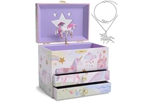 Jewelkeeper Unicorn Jewelry Box - Little Girls Jewelry Set - 3 Storage Compartments - Gift for Unicorn Themed Collectors - Music Box for Girls - The Beautiful Dreamer Tune - 7 x 4.5 x 6 inches
