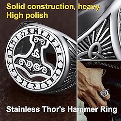 ChainsProMax Biker Rings for Men Mjolnir Ring Size