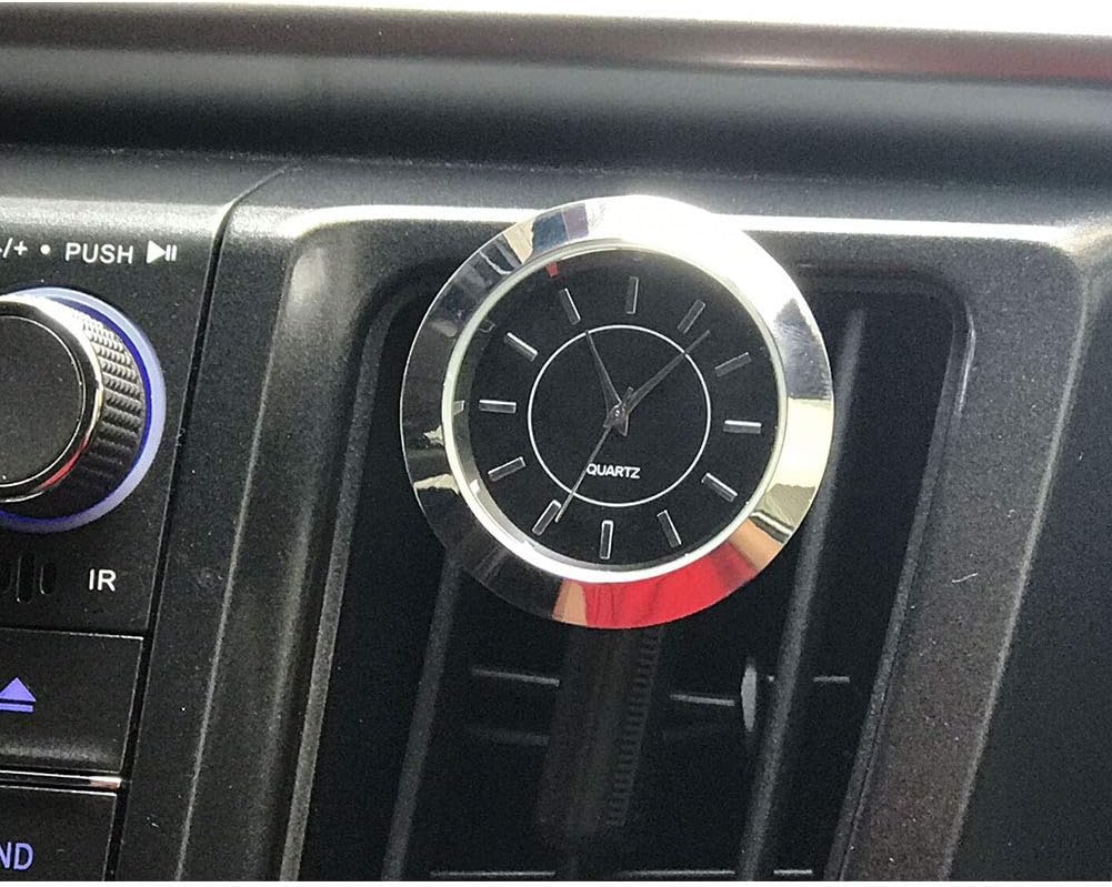 Bebliss Automotive Clock Accessories Ornament Auto Stick-on Watch Interior Decoration, Steel Movement, Glass Mirror, Anti-Scratch