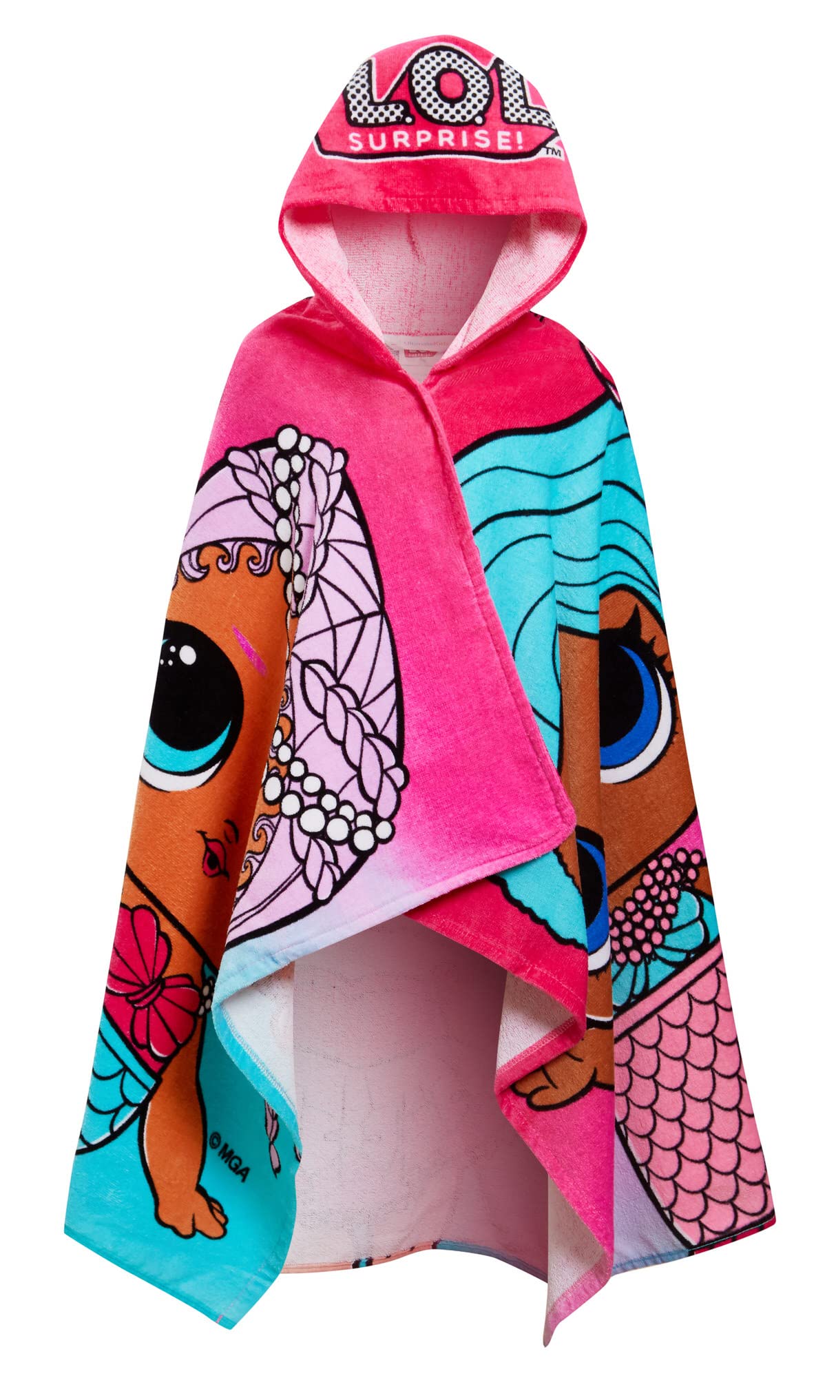 LOL Surprise Dolls Hooded Girls Bath Towel 100% Cotton Childs Pink Poncho Large Beachtowel Bathing Towel Kids Swimming Wrap
