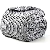 Goodhipi Hand-Knit Weighted Blanket for Adults, Chunky Knit Blanket, Cooling,Breathable,Sustainable,Machine Washable,Organic Cotton,Valentine's Day Gifts for Mom Women(Moonlight Lime,40"*60",8lbs)