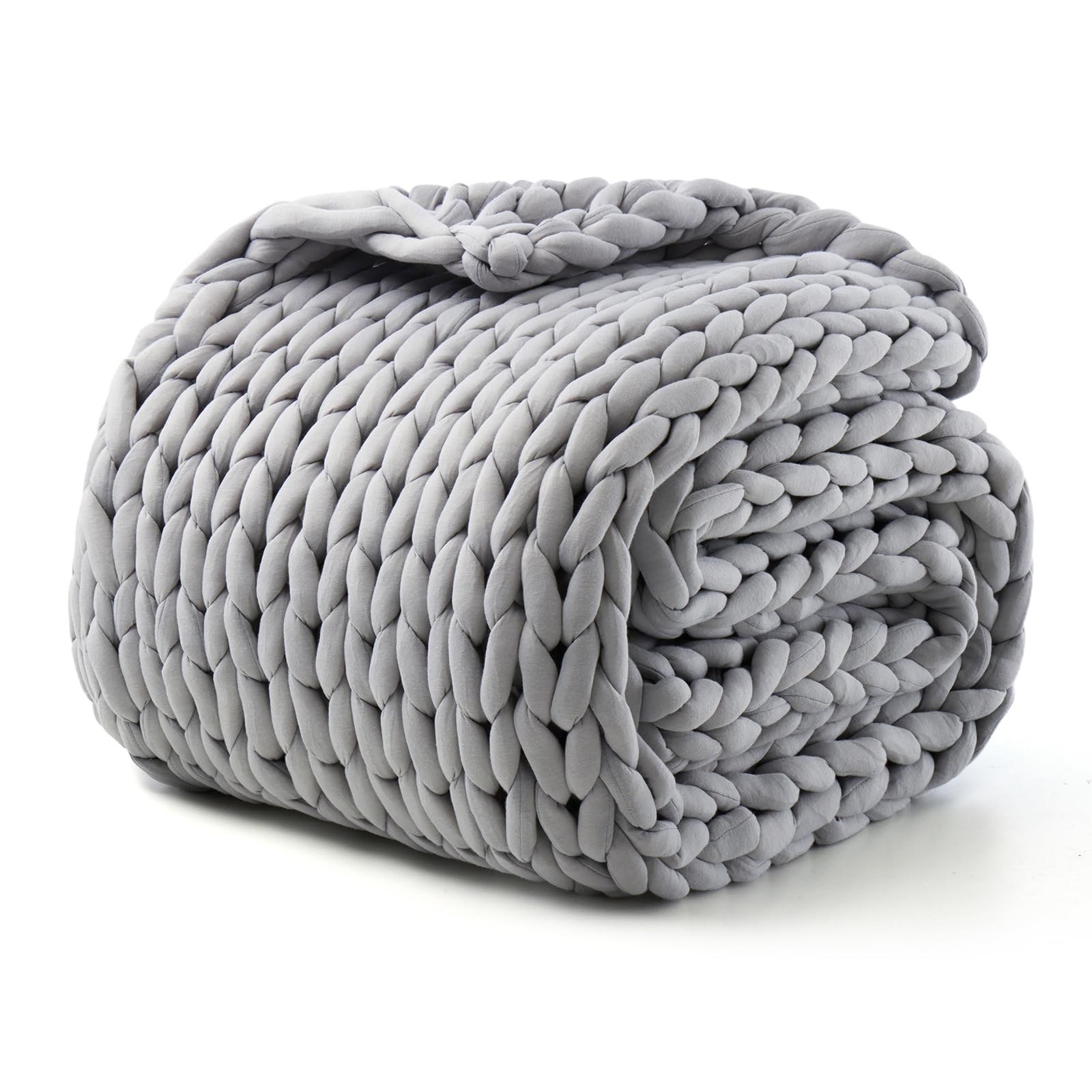 Photo 1 of Goodhipi Hand-Knit Weighted Blanket for Adults,Chunky Knit Blanket, Cooling,Breathable,Sustainable for Deep Sleep Pressure,Machine Washable,Organic Cotton,Gifts for Women(Moonlight Lime,40"*60",8lbs)