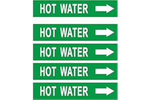 ARRCCHOLIY Pipe Flow Markers Label Stickers with Arrows 20 Packs 1-3/5 x 8 Inch Self-Stick Pipe Identification Marking Labels, Hot Water Right-Pointing Arrow