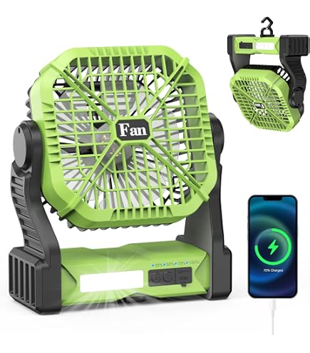 Qoosea Ventilateur Camping Portable 8000mAh 3-en-1 Tente Avec Lumière LED - 4 Vitesses