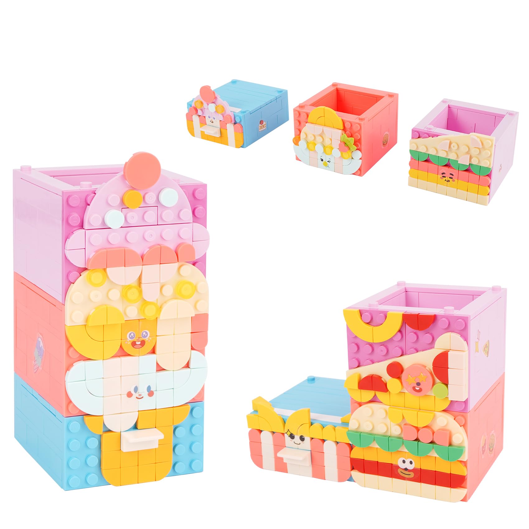 Vinbosion Building Blocks Set,3 in 1 Pen Holder Building Blocks Toy,Creative Model Gift for Kids and Adults
