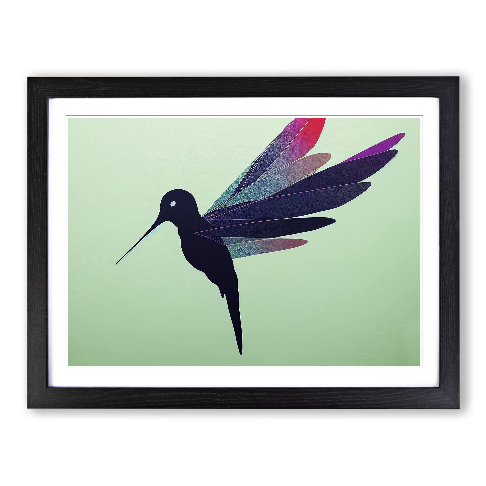 Luscious Hummingbird Framed Print | A3 Black Framed Wall Art | Ready to Hang | Modern Nature Picture | Living Room Bedroom Lounge Office