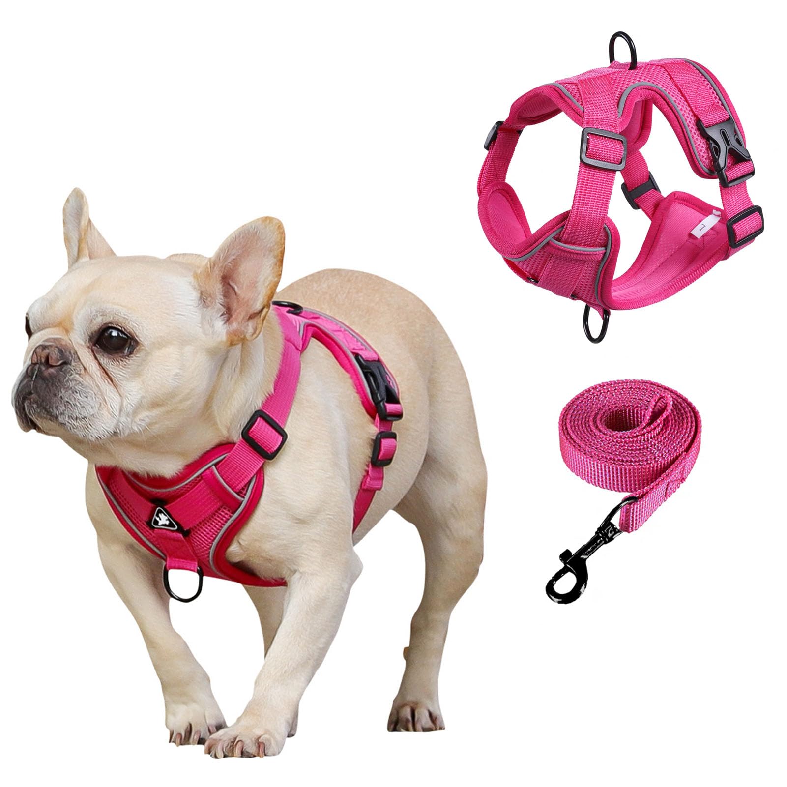 Photo 1 of SOLMOONY Small Dog Harness,Soft Mesh Puppy Harness and Leash Set,No Escape Cat Harnesses for Training Walking,Reflective Adjustable Puppy Vest for Small Medium Dogs, Cats (Hot Pink, M)