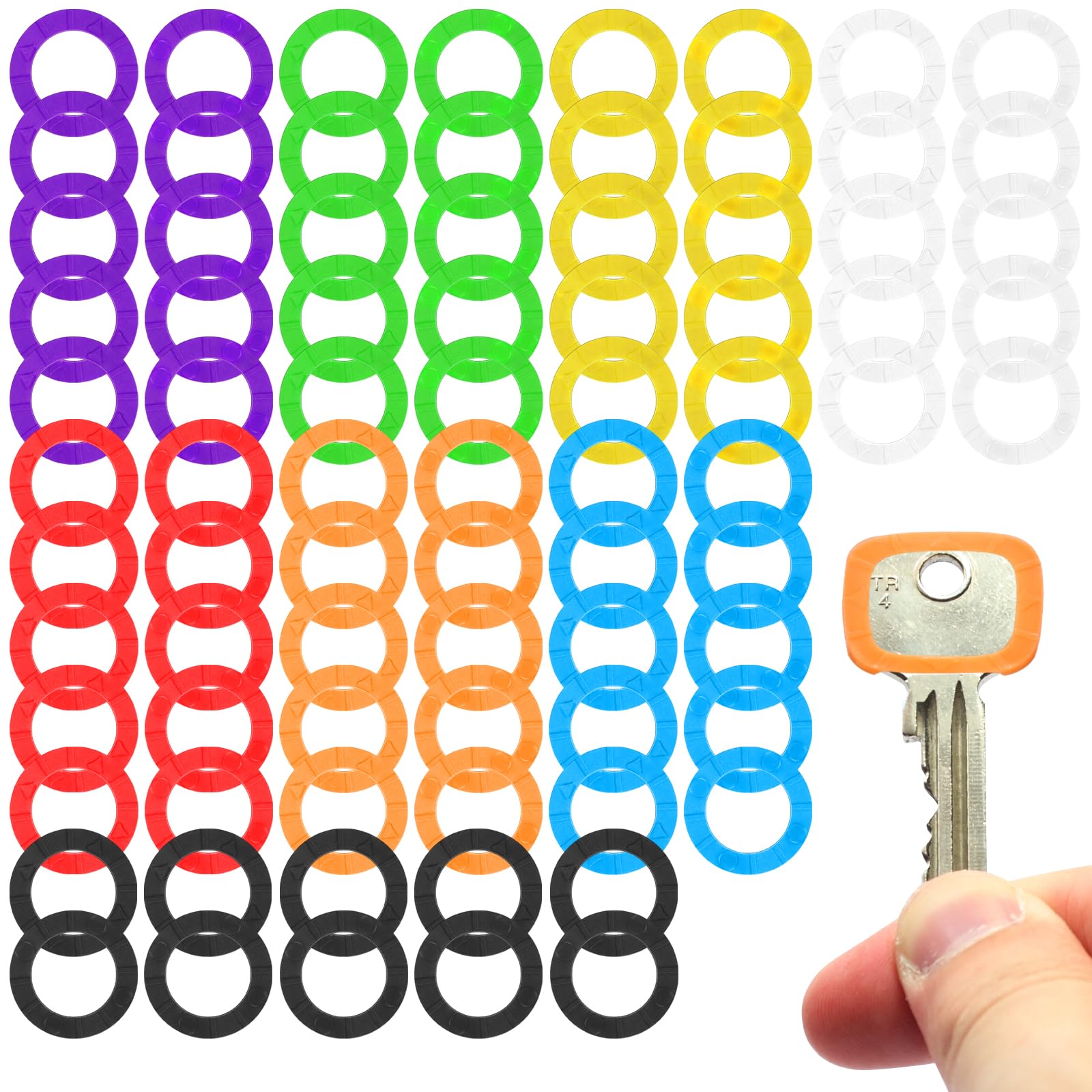 Photo 1 of ISUSSER 80pcs Key Caps Tags, Plastic Key Identifier Rings, Key ID Rings, Upgraded Material Strong Toughness in 8 Colors