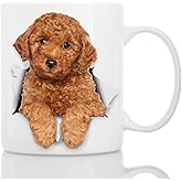 Funny Red Poodle Dog Mug - Ceramic Funny Coffee Mug - Perfect Dog Lover Gift - Cute Novelty Coffee Mug Present - Great Birthday or Christmas Surprise for Friend or Coworker, Men and Women (11oz)