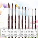 Fuumuui Sable 9pc Watercolour Brush Set Round & Pointed Kolinsky Sable view 6