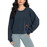 ODODOS Modal Soft Long Sleeve Cropped Sweatshirts for Women Oversized Crew Neck Pullover Crop Top