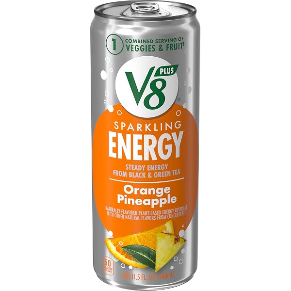 V8 +ENERGY SPARKLING ORANGE PINEAPPLE JUICE ENERGY DRINK,...