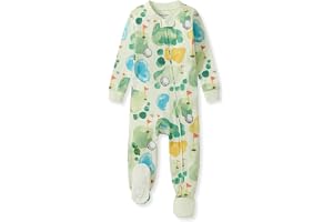 Burt's Bees Baby Boys Organic Cotton, Snug Fit Footed Sleeper Pajamas | Convenient 2-way Zipper PJs for Easy Diaper Changes, 