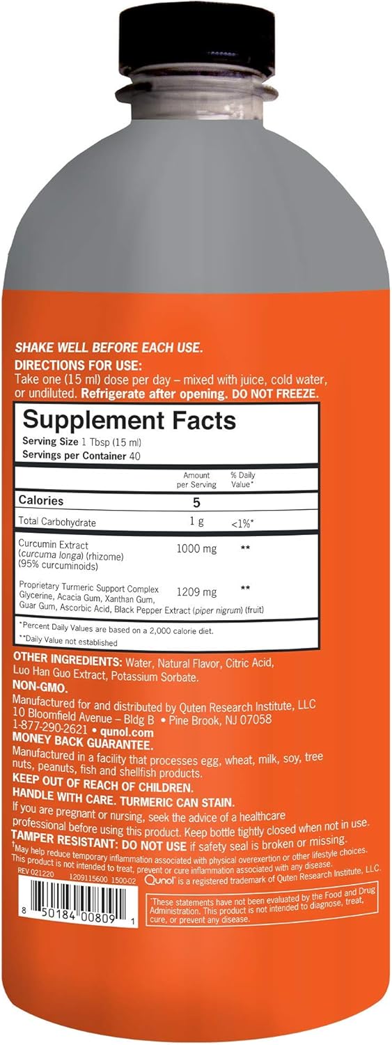 Qunol Liquid Turmeric Curcumin with Black Pepper 1000 Milligram, Anti-Inflammatory, Dietary Supplement, Extra Strength, 40 Day Supply, 40 Servings … (40 Day Supply): Health & Personal Care
