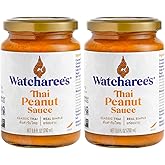 WATCHAREE’S Thai Peanut Sauce, Gluten Free Certified, Non-GMO, Vegan, Made with Natural Ingredients | Authentic Thai Sauce for Stir Fry, Rice Seasoning, Condiment & Dipping (Pack of 2)