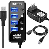 Powered USB Hub, atolla USB 3.0 Hub 4 + 1 Data Transfer and Charging Multiport with Power Supply Adapter 15W (5V/3A) and 3.3f