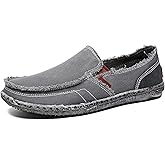 CASMAG Men's Casual Cloth Shoes Canvas Slip on Loafers Leisure Vintage Flat Boat Shoes