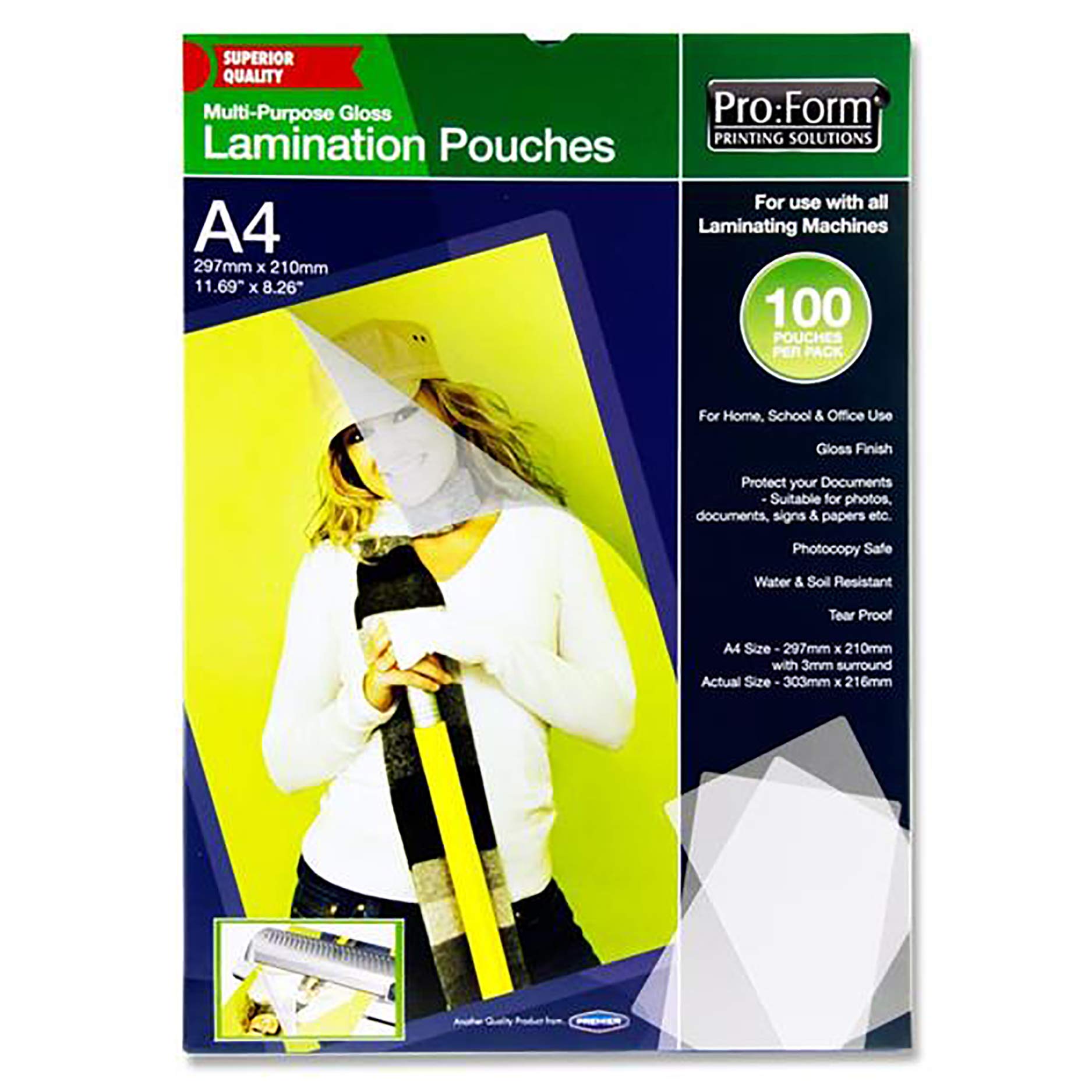 Premier Stationery Pro:Form A4 Laminating Pouch (Pack of 100)