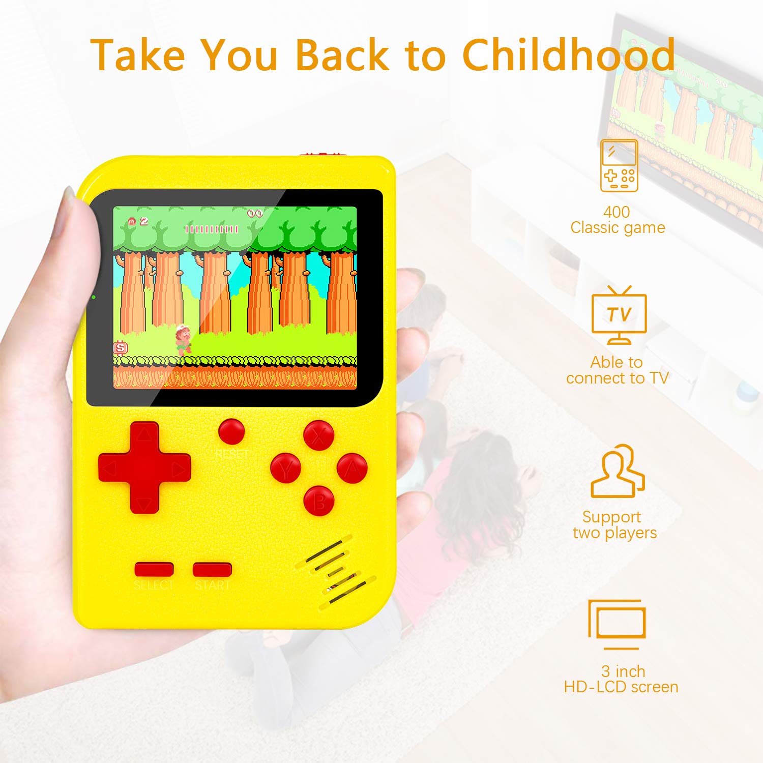 Handheld Game Console, Retro Game Console with 400 FC Games 3 " Color Screen,video games Support for Connecting TV & Two Players 800mAh Battery with protector case for Kids &Adult: Video Games